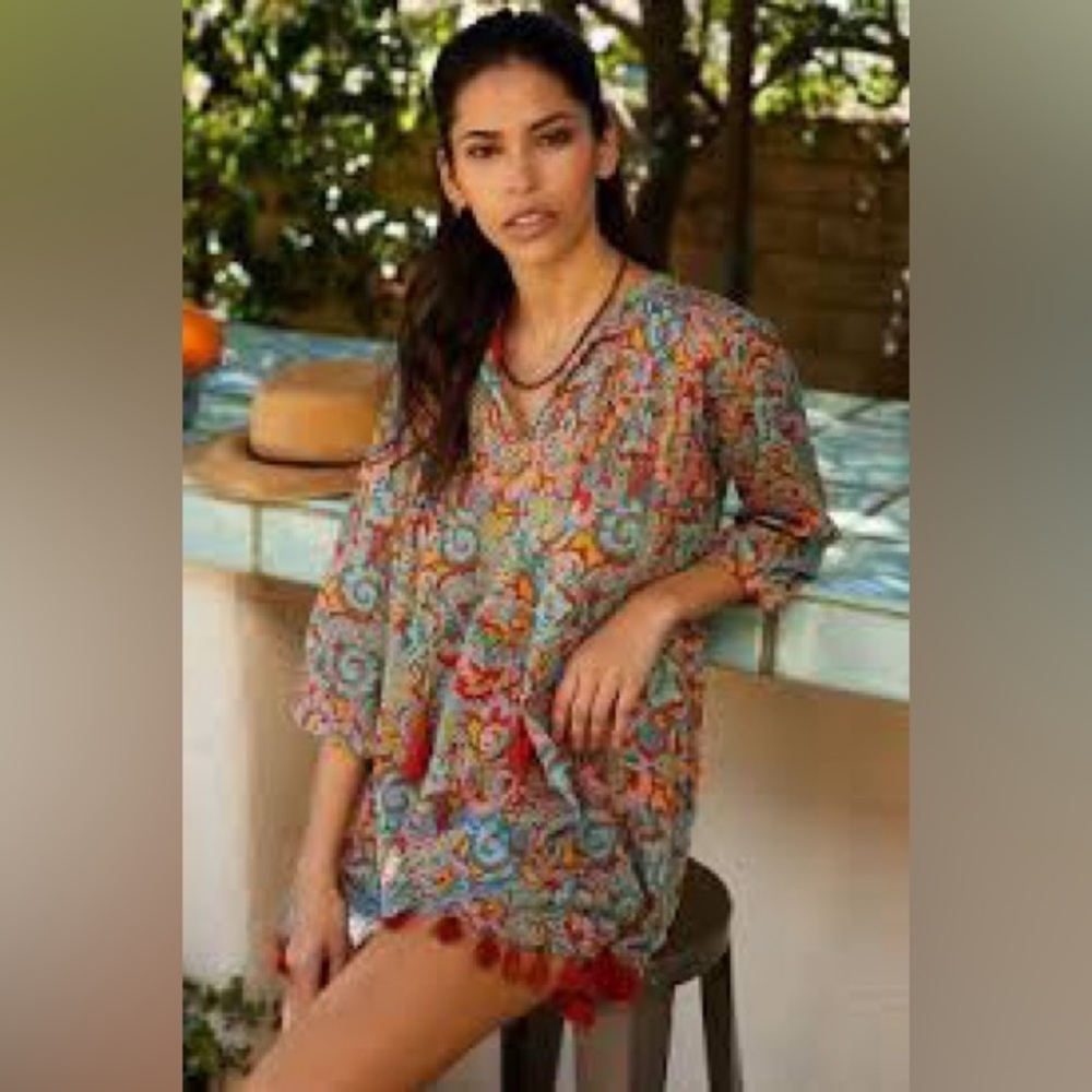 Roller Rabbit Ladies Rodez Serafina Tunic. Size XS. With tassels. Oversized.